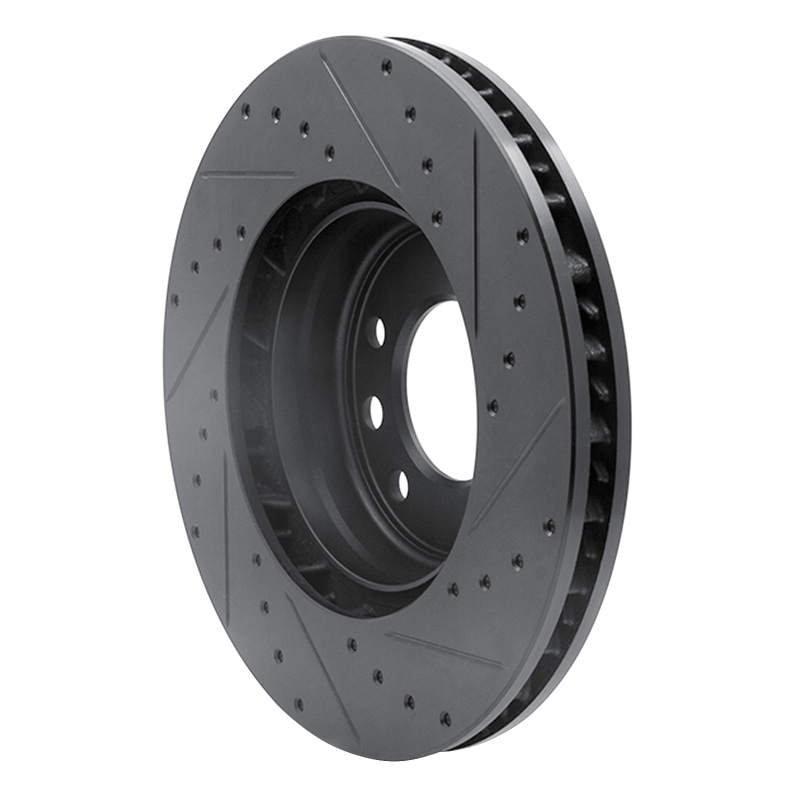 Porsche Cayenne Brake Rotor (1) - Front - R1 Concepts - Drilled & Slotted - Black - `03-`18